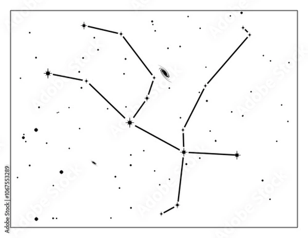 Fototapeta Simple astronomical illustration of the constellation Andromeda (The Princess). Design elements on transparent background. Use for print, websites and other graphics. Available as PNG or JPG.