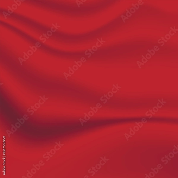 Fototapeta Silk red background. Abstract vector pattern with copy space. Liquid wave texture, smooth drapery wallpaper. Wedding fabric, satin. Wavy design for banner, card, postcard, backdrop