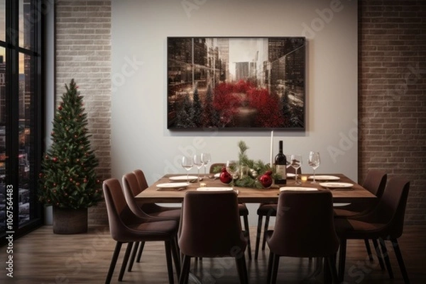 Fototapeta Christmas room architecture decoration.