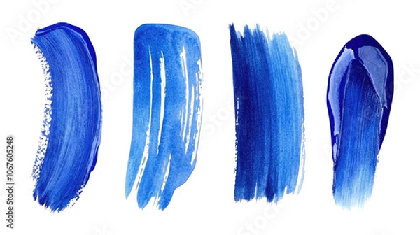 Obraz Blue Watercolor Brush Strokes on Transparent Background Generative AI