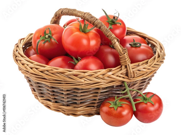 Fototapeta basket of tomatoes isolated on transparent background