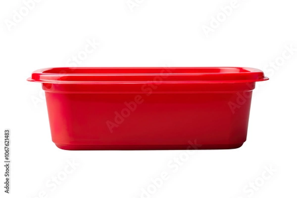 Fototapeta Red food container isolated on transparent background