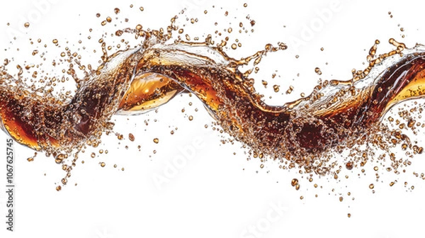 Fototapeta Cascading Splashes of Brown Soda or Tea on a Transparent Background Generative AI
