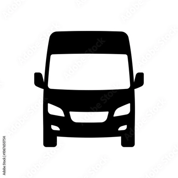 Obraz Van icon. Minibus. Black silhouette. Front view. Vector simple flat graphic illustration. Isolated object on white background. Isolate.