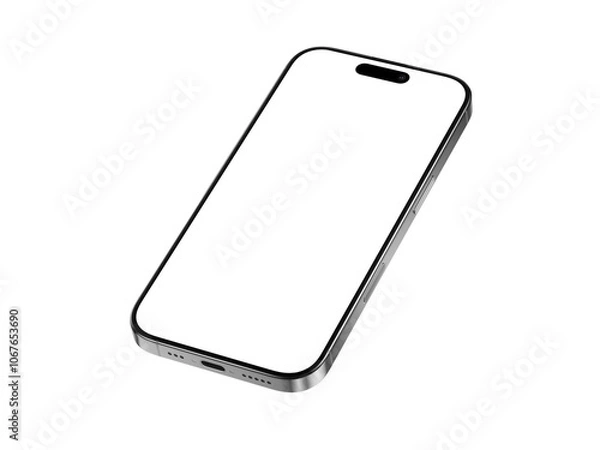 Fototapeta Isolated smartphone white screen on transparent background