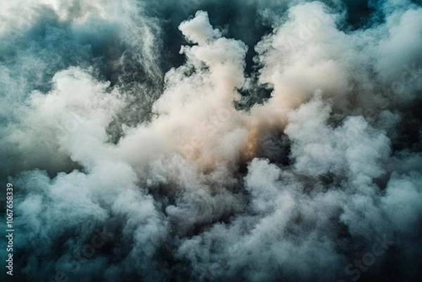Obraz Mysterious clouds swirling in a dark sky at twilight, painting an ethereal scene. Generative AI