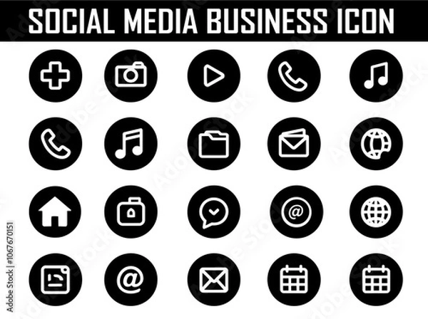 Fototapeta social media contact business icons. Electronic mail, call, location, mobile, globe, edit, home, fax user profile. round vector illustration