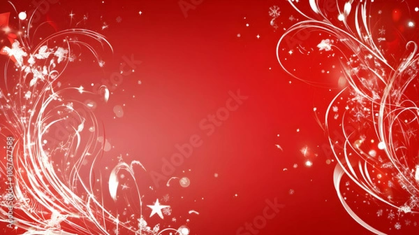Fototapeta Creative Christmas frame with red background, ideal for holiday banners or invitations    