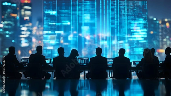 Fototapeta IT specialists in a meeting, discussing developments in the tech industry    