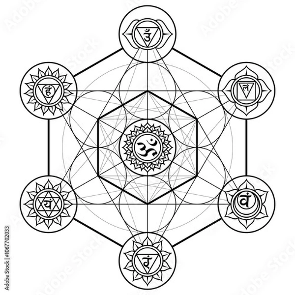 Fototapeta Metatron with chakra symbol