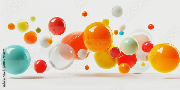 Fototapeta Cinematic Floating 3D Abstract Shapes: Vibrant Colors, Diverse Textures, Surreal Composition, Dynamic Geometry, and Futuristic Visual Art Design