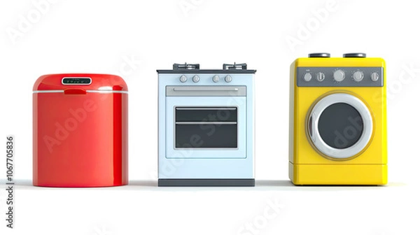 Fototapeta Colorful Collection of Kitchen Appliances on a Transparent Background Generative AI