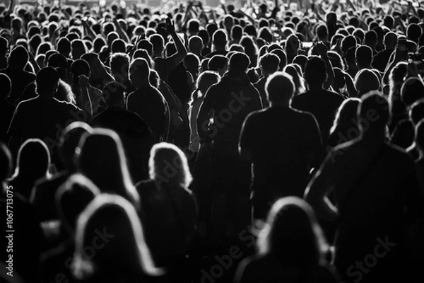 Fototapeta Crowd of people in front of the stage during the concert.