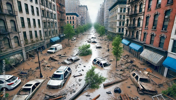 Fototapeta Climate change is causing cities to flood more and more frequently.