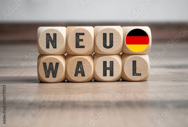 Obraz Light box, cubes, dice or blocks with the german word - bundestagswahl 2025 - german bundestag election