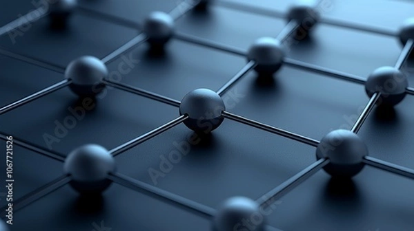 Fototapeta An abstract blue molecular structure with a beautiful scientific background in biotechnology and nanotechnology.