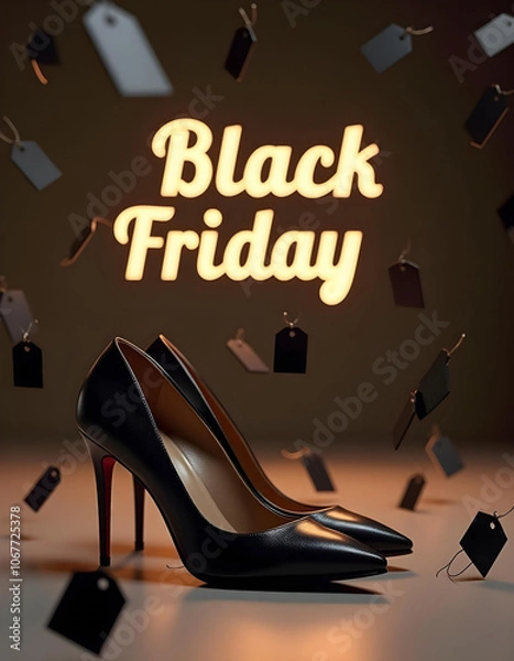 Fototapeta a poster with a black shoe on it that says black friday