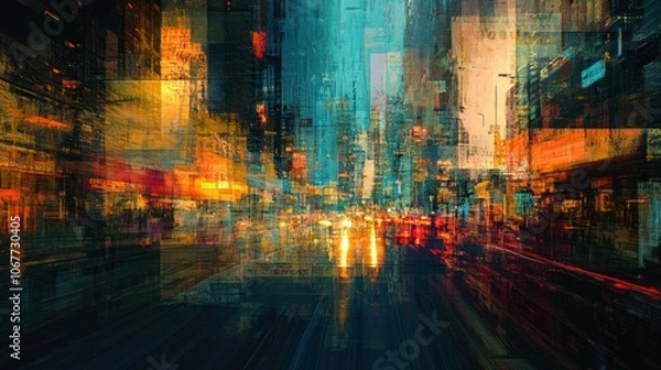 Fototapeta Abstract Cityscape with Blurry Lights