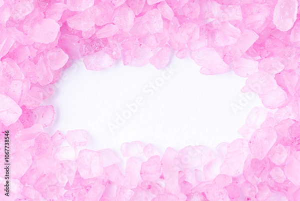Obraz Pink bath salt with copy space. Beauty, SPA background