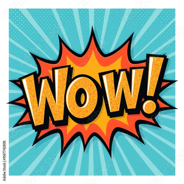 Fototapeta Wow! in colorful retro comic style, pop art style