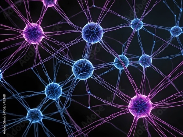 Fototapeta abstract wallpaper depicting patterns inspired by artificial neural networks, with light connections and complex intersections.