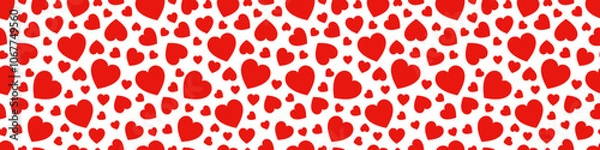 Fototapeta Love hearts seamless patterns set. St. Valentine's Day background vector illustration. Romantic repeated texture for greeting cards, invitation and holiday design, clothes prints, wrapping paper.