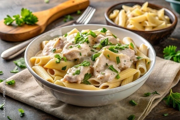 Fototapeta pasta alfredo with chicken, generative ai, ai generated