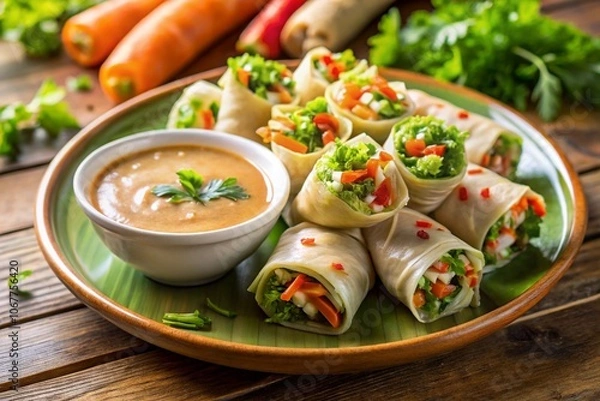 Fototapeta spring roll vegetables, generative ai, ai generated