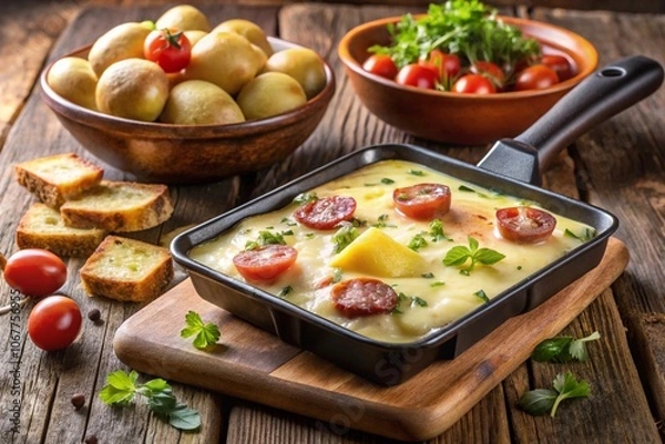 Fototapeta potato soup with tomatos, generative ai, ai generated
