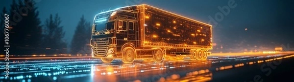 Fototapeta AI-Driven Logistics: A logistics control center where an AI platform is being configured and deployed to optimize delivery routes, fleet management, and inventory tracking