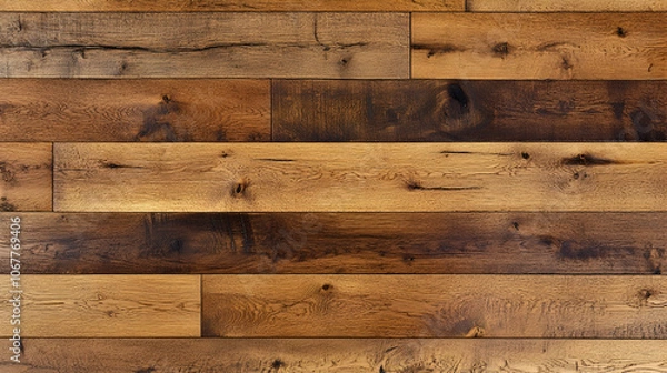 Fototapeta Warm Oak Wood Floor with Rich Honey Finish, Adding Rustic Charm to Any Room . 4k image