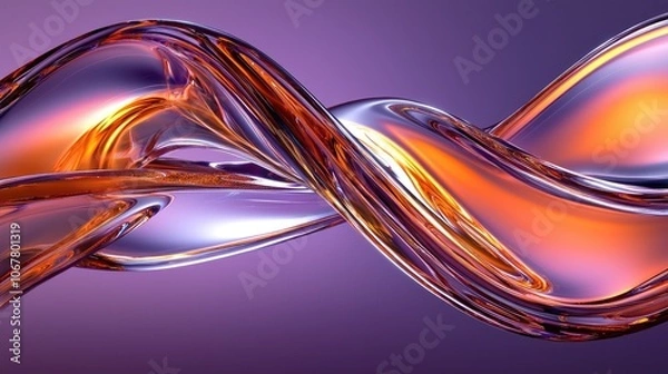 Fototapeta Abstract fluid shapes in vibrant colors, flowing gracefully against a purple background.