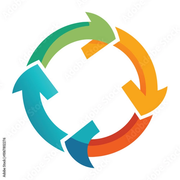 Fototapeta Repeated Circular arrows Cycle motion clear infographic diagram flat vector illustration design