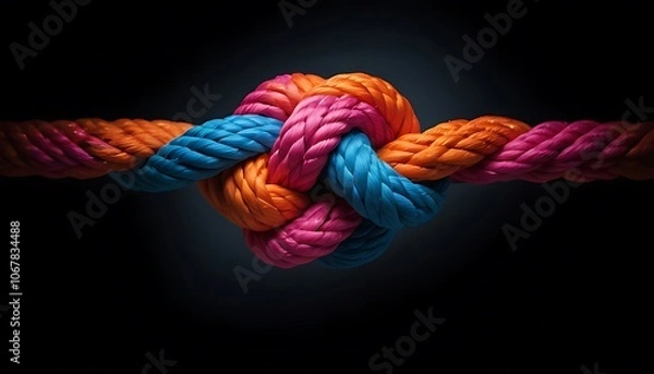 Fototapeta Unity and Strength Concept . Team rope diverse strength connect partnership together teamwork unity communicate support. Strong diverse network rope team concept integrate cooperation empower power.