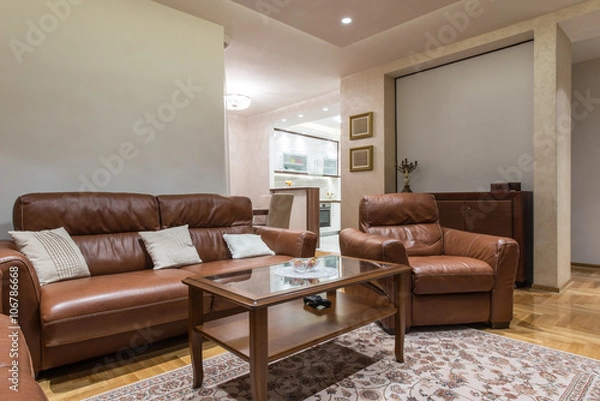 Fototapeta Interior design of luxury living room in family home