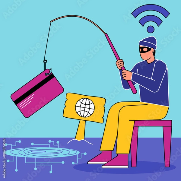 Fototapeta Hacked, great design for any purposes, Internet technology, Cyber crime, hacker attack, Phishing scam.