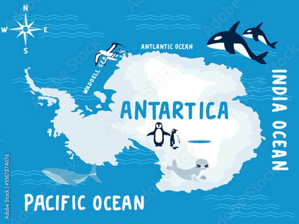 Fototapeta Illustration showing a map of Antarctica