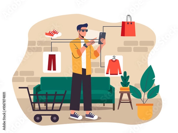 Fototapeta Illustration showing various shopping activities