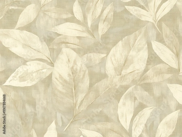 Fototapeta Soft Textured Botanical Leaves in Light Tones