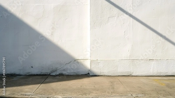 Obraz Empty Corner White Concrete Wall - a minimalist and contemporary visual. The clean lines and simplicity of the white concrete wall create a serene and uncluttered atmosphere.
