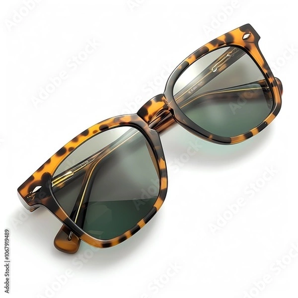 Fototapeta Wayfarer sunglasses with tortoiseshell frames, timeless summer style, isolated on white background, highresolution, classic and versatile, detailed textures