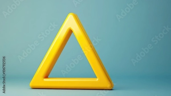 Obraz A vector illustration of a yellow triangular warning sign icon in 3D, symbolizing caution, risk, or hazard, with a clean, modern look against a simple background
