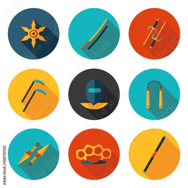 Obraz flat icons ninja