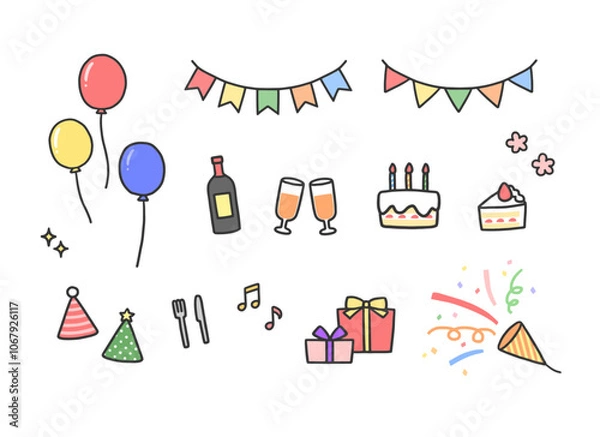 Obraz パーティのアイコンイラストセット