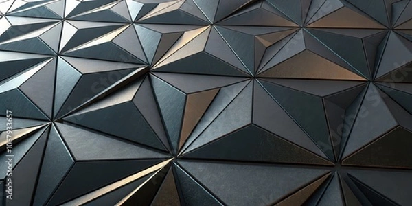 Obraz A Textured Geometric Pattern of Interlocking Triangles with a Subtle Metallic Sheen