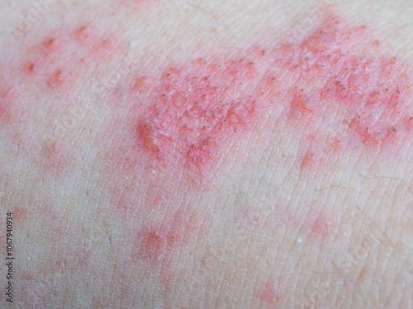 Fototapeta Shingles (Herpes Zoster, Shingles) is a type of skin disease. This is caused by the Varicella Zoster Virus,. Causes inflammation of the nerves burning pain and a rash along the nerves.