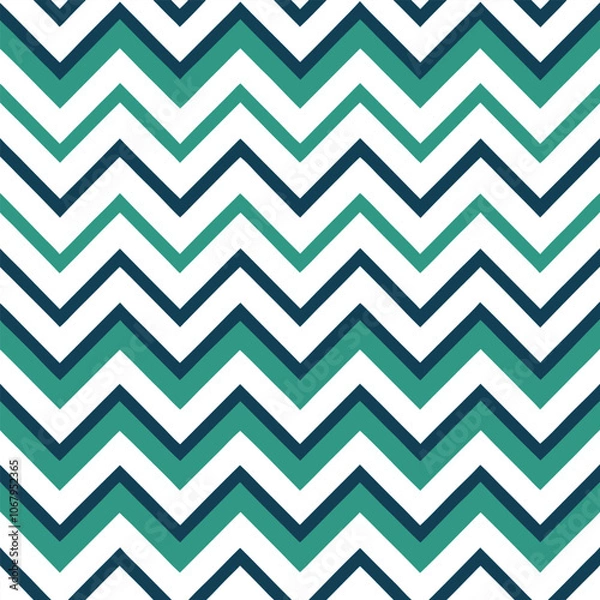 Fototapeta Bold blue Chevron Pattern with Seamless Zigzag Stripes on White Background