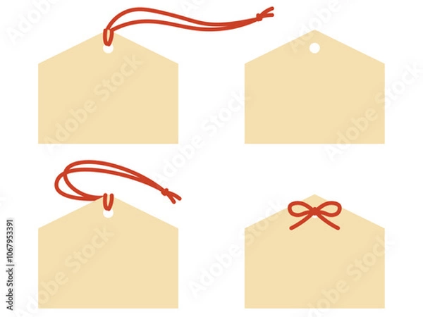 Obraz 木製のシンプルな絵馬セット　日本の縁起物