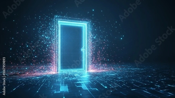 Fototapeta Abstract digital open door in future technology portal