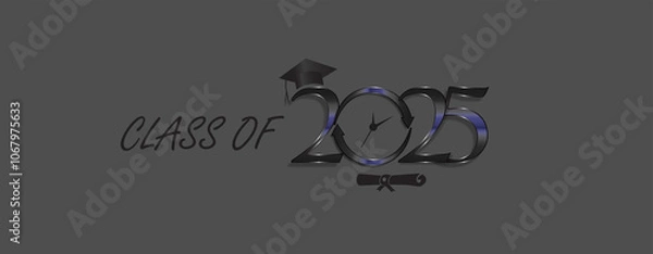 Fototapeta Illustration showcasing the Class of 2025, featuring elegant design elements symbolizing graduation